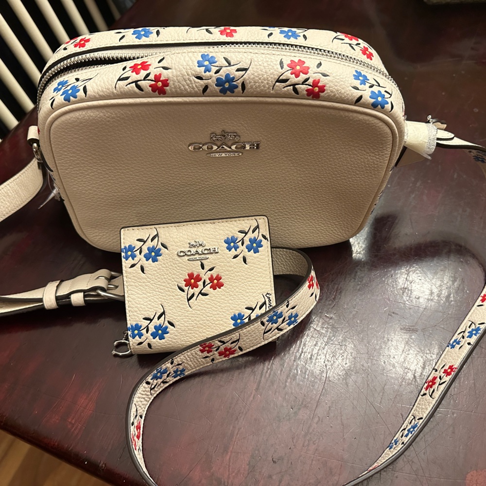 Coach Jamie floral purse/camera bag and matching wallet